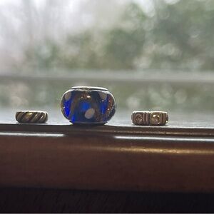 Pandora Blue Gold and Silver Bead Set